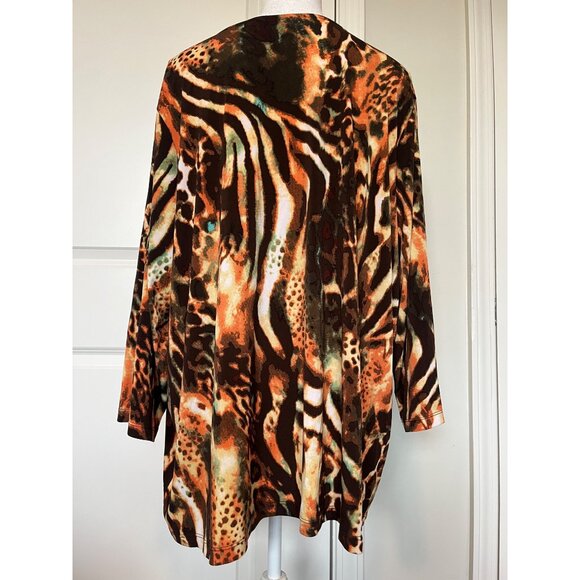 Susan Graver Womens Animal Print Tunic Top Size 3X Tiger Leopard - Picture 2 of 7
